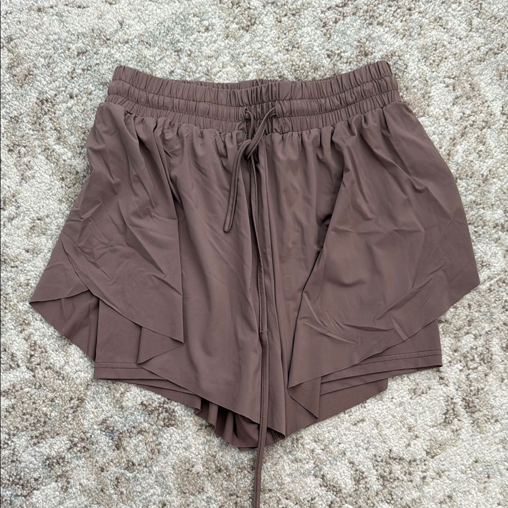 AS Revival Brown Athletic Shorts with Elastic Waistband